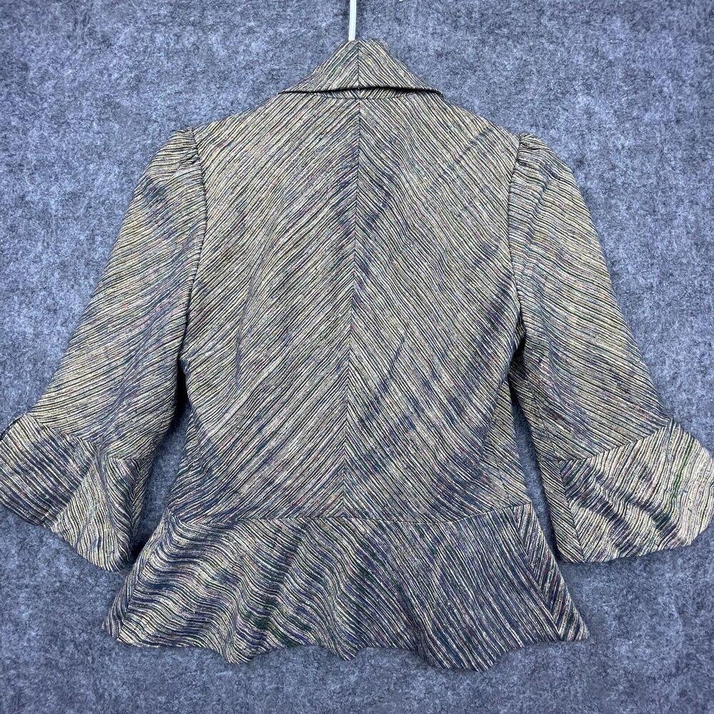 Ingwa Melero Jacket Womens 8 Irredescent Gold Sequins Silk Lurex Blazer Peplum - Picture 4 of 8